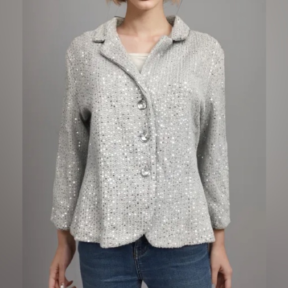 ECI Silver Sequin Blouse